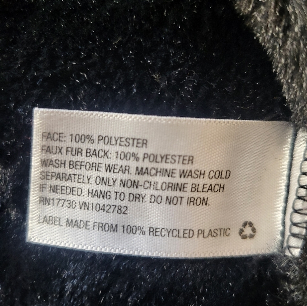 OshKosh Toddler Faux Leather Faux Fur Black Moto Style Jacket Size 18 Months - Picture 7 of 7